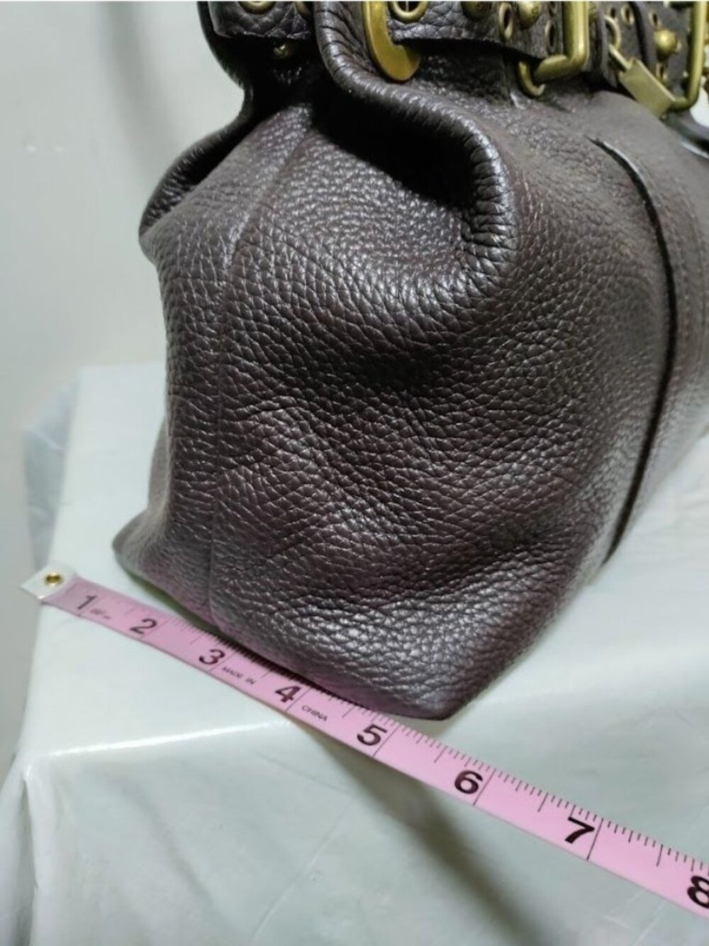 Luella Brown Pebbled Leather Satchel Tote Bag - Picture 6 of 14